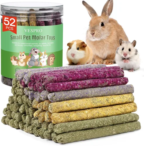Vista 11 de VESPRO Juguetes de conejo para conejos, juguetes masticables de conejo para dientes, conejito para conejos, cobayas, juguetes para masticar, palitos