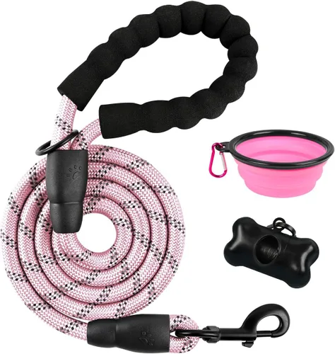 Vista 18 de BARKBAY - Correas para perros grandes, resistentes, de 4/5/6 pies, con cómoda asa acolchada y hilos altamente reflectantes para perros medianos
