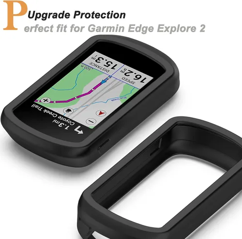 Vista 3 de Miimall Compatible con Garmin Explore 2 Funda, Anti-Drop Funda de Silicona Suave para Garmin Edge Explore 2 (negro)