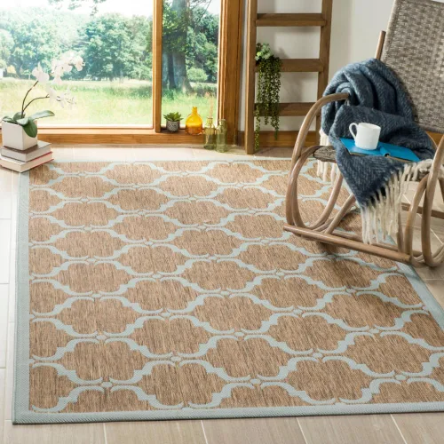Vista 7 de SAFAVIEH Alfombra lavable al aire libre Courtyard Collection - 9 x 12 pies, beige y terracota, no desprende pelusa y fácil limpieza, ideal