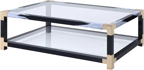 Vista 6 de Acme Lafty 81000 - Mesa de centro de cristal blanco cepillado y transparente