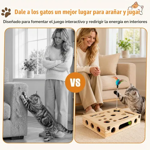 Vista 6 de Caja de enriquecimiento del rompecabezas del rasguño del gato, juguete