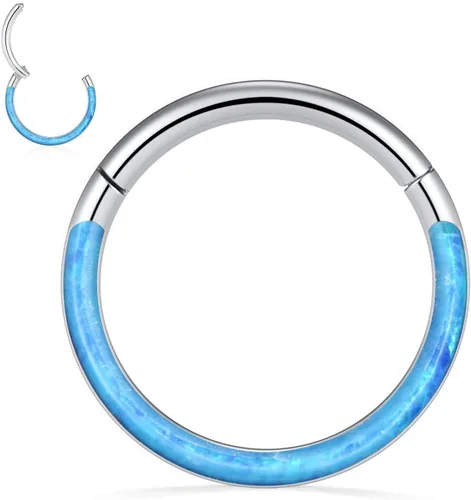 Vista 17 de Opal Septum Jewelry Surgical Steel Septum Ring Daith Rook Tragus Earring