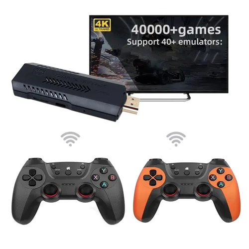 Vista 5 de funnyndiy X2 Ultra Retro Game Console Stick, Plug and Play Video Gaming Console, 4K HD Video, Double Wireless 2.4G Controller, 64G, 35000+