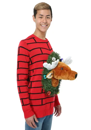 Vista 3 de Suéter de Navidad feo con cabeza de reno Multicolor