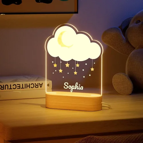Vista 5 de Bemaystar Regalos personalizados para niños – Lámpara 3D acrílica de estrella, luz nocturna personalizada, nombre personalizado, regalo