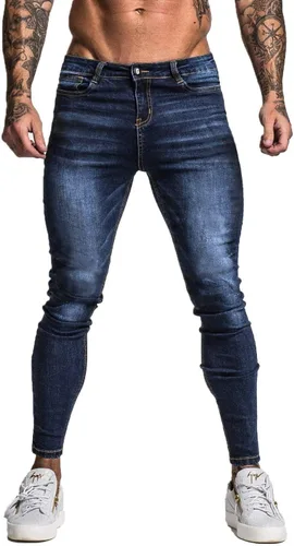 Vista 4 de Jeans Gingtto ajustados, desgastados, para hombre