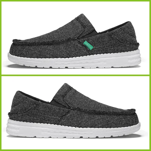 Vista 7 de JXRUXZO Men's Slip on Cloth Shoes Plantar Fasciitis Canvas Loafer Shoes with Arch Support Insole,Casual Comfort Slippers Soft Outdoor Boat Shoes
