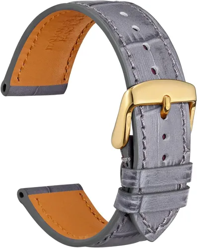 Vista 15 de WOCCI - Correas para reloj de cuero italiano, grano de cocodrilo en relieve, elige color y ancho 14 mm 18 mm 19 mm 20 mm 21 mm 22 mm, Negro