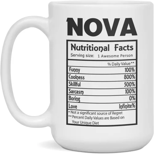 Vista 3 de Nova nutritional facts definition Funny - Taza de café, 11 onzas, color blanco