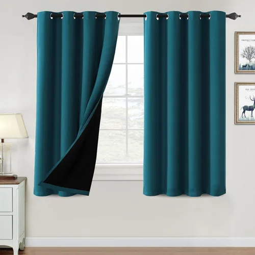Vista 115 de H.VERSAILTEX Cortinas 100% de opacidad para dormitorio, con aislamiento térmico, cortinas opacas de 63 pulgadas de largo, cortinas de bloqueo
