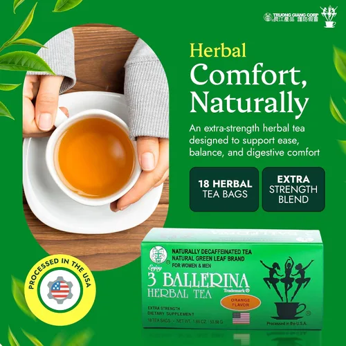 Vista 3 de Té 3 Ballerina, extra fuerte, bebida dietética, naranja, 18