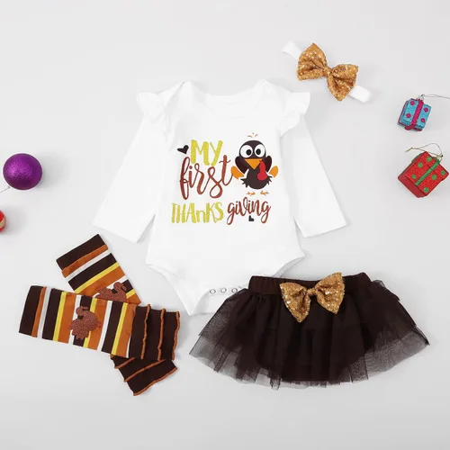 Vista 2 de URMAGIC Baby Girls My 1st Halloween Outfits Costumes Tutu Skirt Sets Pumpkin Ghost Outfits Newborn Romper Tulle Skirt