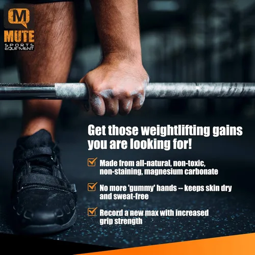 Vista 4 de MUTE Tiza de gimnasio atlético – Aumenta la fuerza de agarre – para bouldering, escalada en roca, gimnasia, fitness funcional, levantamiento