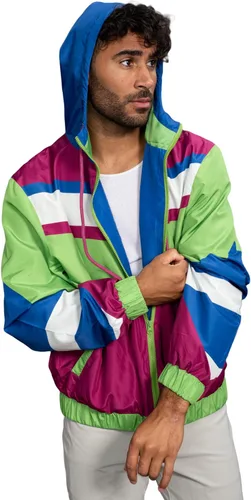 Vista 7 de Chaqueta cortavientos retro ligera con diseños coloridos de los años 80 y 90
