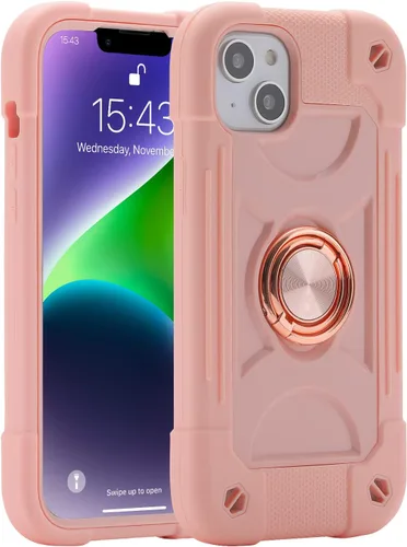 Vista 10 de MARKILL Funda compatible con iPhone 14 Plus de 6.7 pulgadas con soporte de anillo giratorio de 360 grados, protección contra caídas de grado