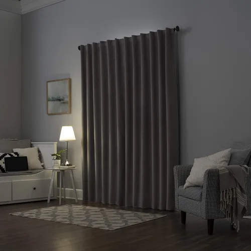 Vista 2 de Sun Zero Hampshire - Panel de cortina de terciopelo con reducción de ruido térmico, pestaña trasera, 100% opaco, 50" x 84", gris