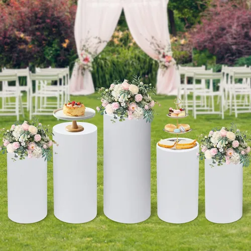 Vista 4 de Soportes cilíndricos para fiesta, 5 piezas, soportes de pedestal cilíndrico para fiestas, soporte de pedestal para decoración, soporte de pastel
