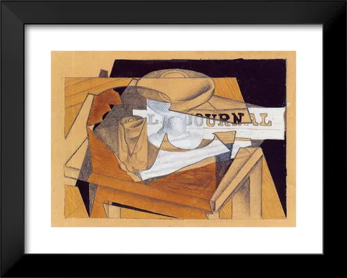 Vista 2 de ArtDirect Gris, Juan 24x20 Black Modern Framed Art Print Titled: Bowl Glass and Newspaper Black Modern Wood Frame