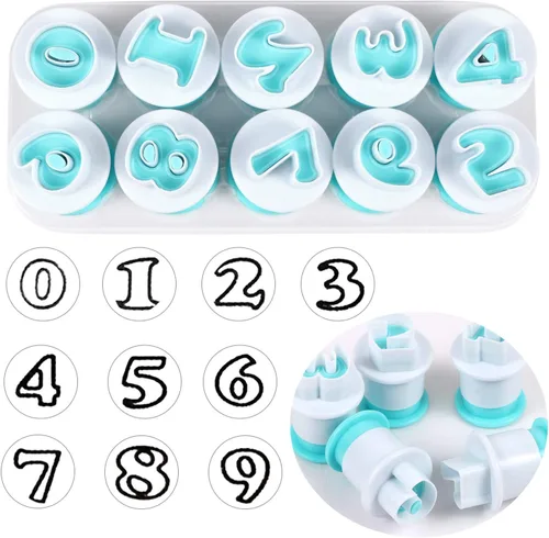 Vista 5 de BENBO - Juego de moldes para tartas con números de letras del alfabeto, 36 piezas para fondant, azúcar, manualidades, sello de galletas, impresión