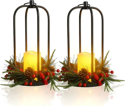 Vista 12 de Bdor Christmas Lanterns 2 Pack with LED Candles for Christmas Porch Decor