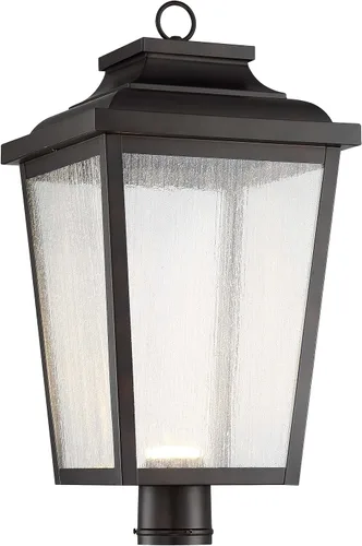 Vista 6 de THE GREAT OUTDOORS Irvington Manor - Soporte de poste LED en bronce Chelesa y vidrio sembrado