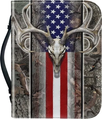 Vista 10 de Bengbobar Fundas para la Biblia con diseño de guepardo de la bandera estadounidense, funda impermeable para libros para mujeres y hombres, funda