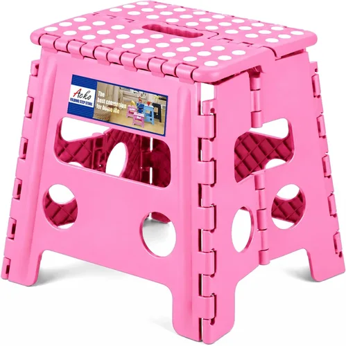 Vista 19 de ACKO Taburete plegable de 13 pulgadas, soporta 300 libras para adultos y Bicolor Verde