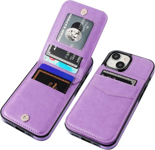 Vista 62 de KIHUWEY - Funda tipo cartera compatible con iPhone 15 con soporte para tarjetas de crédito, cierre magnético, soporte de cuero premium, cubierta