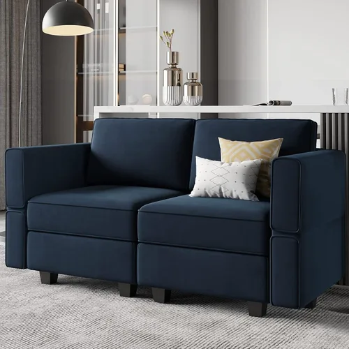Vista 36 de Belffin - Sofá modular de terciopelo con asientos de almacenamiento, sofá de 3 plazas para sala de estar, color negro