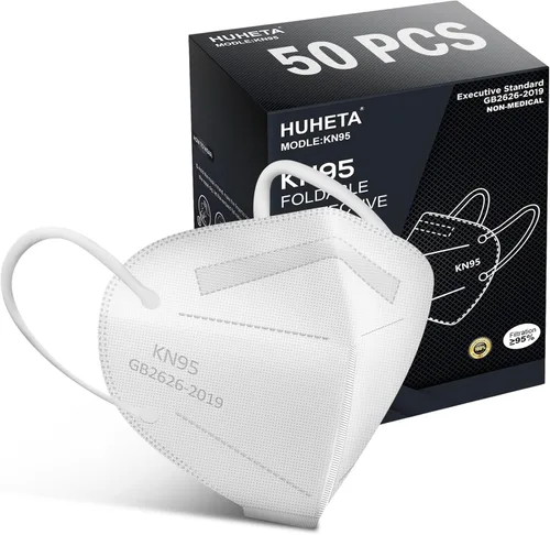 Vista 7 de HUHETA 50 PCs KN95 Face Mask, 5-Layer Face Mask Filter Efficiency≥95%