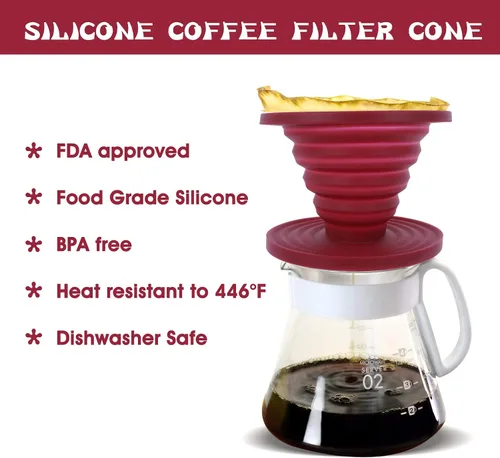 Vista 3 de Prasacco Vierta sobre el gotero de café plegable de viaje para verter sobre