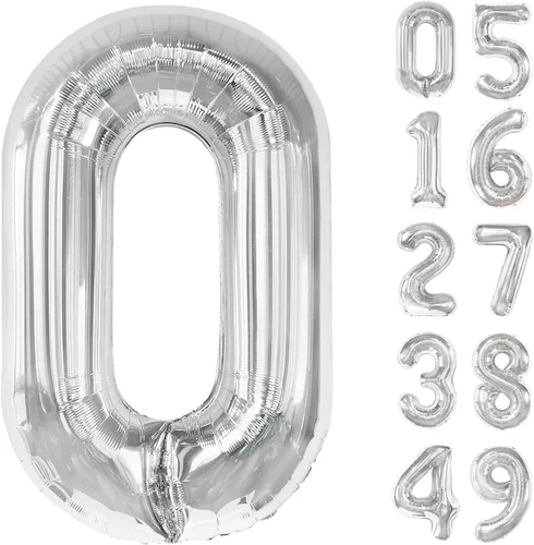 Vista 51 de Globo negro de 40 pulgadas con números del 0 al 9 (cero-nueve), globo de cumpleaños de gran tamaño, globo de helio de aluminio con números grandes