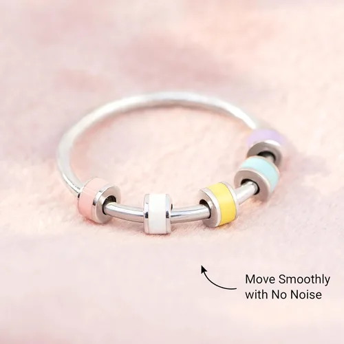 Vista 5 de STORYJEWELLERY Fidget Ring, Anxiety Rings for Women, Spinner Ring, Silent Spinning Stress Rings, Fidget Jewelry, Womens Gifts
