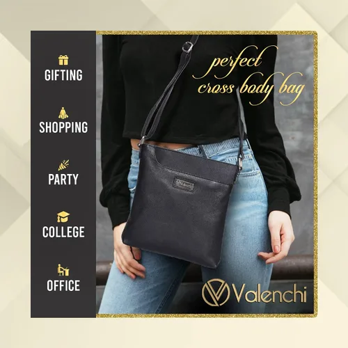 Vista 5 de VALENCHI Bolsos cruzados de cuero real para mujer, bolsos cruzados de tamaño mediano para mujer - Monederos cruzados de cuero para mujer