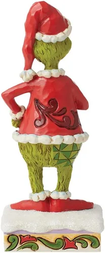 Vista 2 de Enesco Dr. Seuss Grinch por Jim Shore Figura de Navidad de Grinch Feliz Santa, Resina Pintada a Mano Figuras Decorativas Coleccionables Artesanales