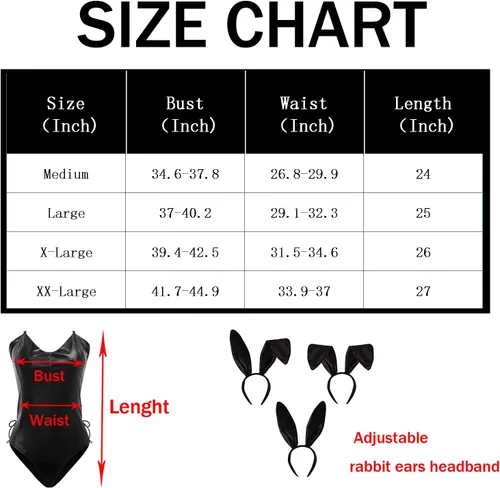 Vista 6 de Womens Bunny Girl Cosplay Costume Mai Sakurajima Bunny Bodysuit Set