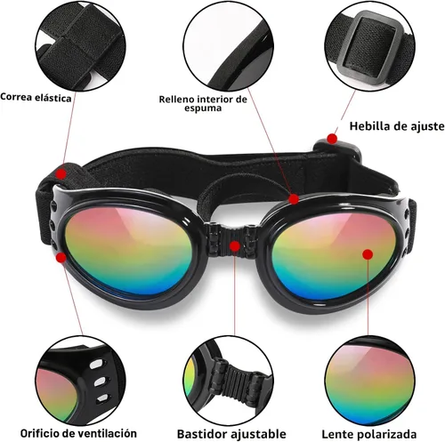 Vista 2 de Anteojos de perro Qumy, protección ocular, anteojos de sol impermeables para perros de más de 15 libras, Negro