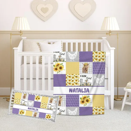 Vista 14 de Juego de ropa de cama personalizado para cuna de bebé para bebés, juego de ropa de cama personalizado para cuna con nombre, ropa de cama de cuna