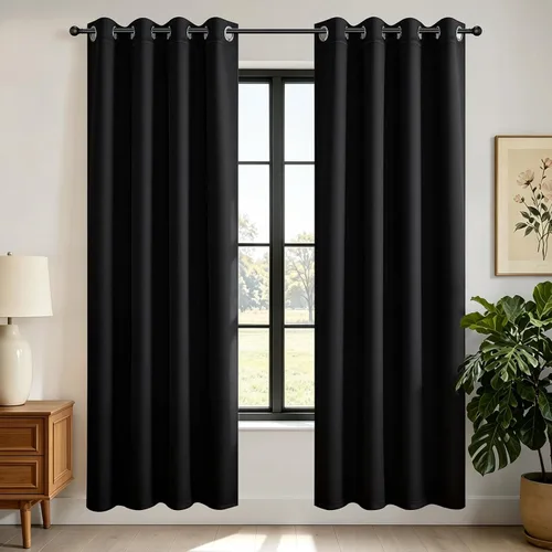 Vista 28 de Joydeco Cortinas opacas para dormitorio de 72 pulgadas de largo, 2 paneles de cortinas con aislamiento térmico para oscurecer la habitación