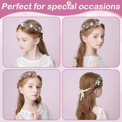 Vista 6 de Tocado para niña de las flores, accesorios para el cabello para boda, primera comunión