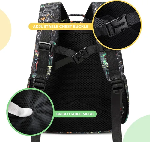 Vista 3 de abshoo Lindas mochilas ligeras para niños de 4 a 8 años de edad (coches negro)