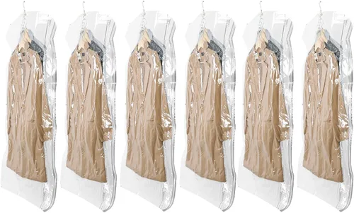 Vista 8 de TAILI Sellador al vacío colgante, bolsas de almacenamiento para ropa, organizadores de armario, viajes, (paquete de 4 cortos) transparente
