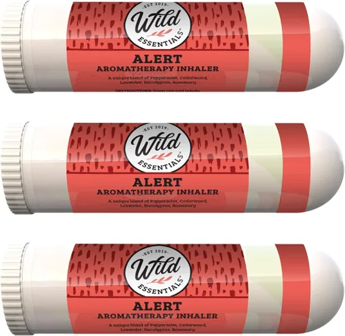 Vista 2 de Wild Essentials Paquete de 3 inhaladores nasales de aromaterapia Alert hechos con aceites esenciales 100% naturales de grado premium para ayudarte a