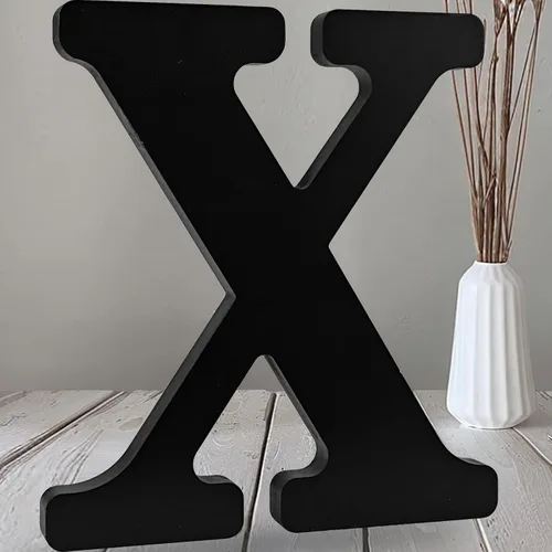 Vista 31 de AOCEAN Letras de madera negra de 12 pulgadas Letras de madera sin terminar para Halloween Letras decorativas de pie Rebanadas Tablero