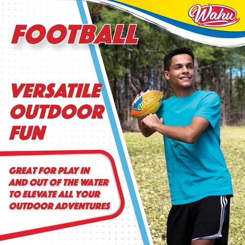Vista 5 de WAHU Fútbol de playa 100% impermeable con cordones reales para jugar dentro y fuera del agua, fútbol al aire libre de 9 pulgadas para juegos de Azul