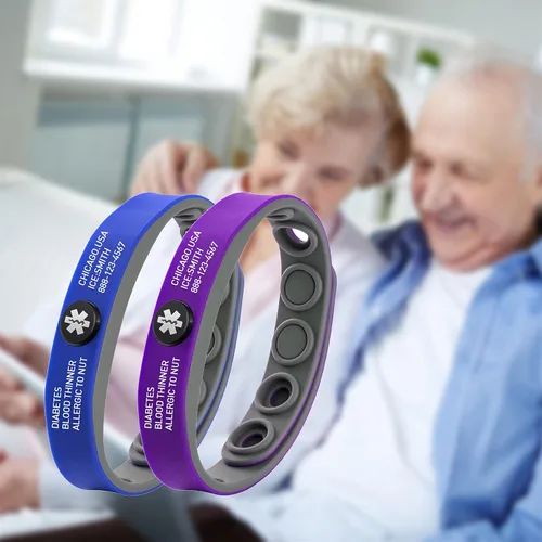 Vista 6 de MissNaNa Pulsera de identificación de alerta médica personalizada para hombres y mujeres, grabado gratuito, pulseras médicas de emergencia