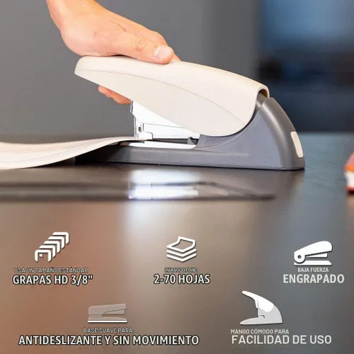 Vista 6 de PowerForce 70 - Engrapadora de oficina plana resistente, de 2 a 70 hojas con un tamaño de 3/8 pulgadas de longitud de pierna, incluye 400 grapas