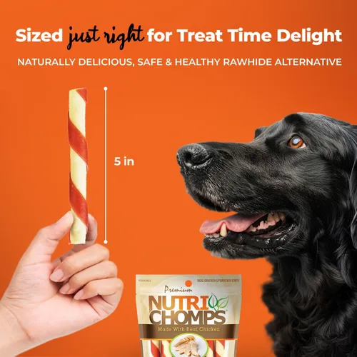 Vista 4 de NutriChomps - Golosinas masticables para perros de 5 pulgadas, fáciles de digerir, sin piel cruda, sabor a mantequilla de maní real y sabor real