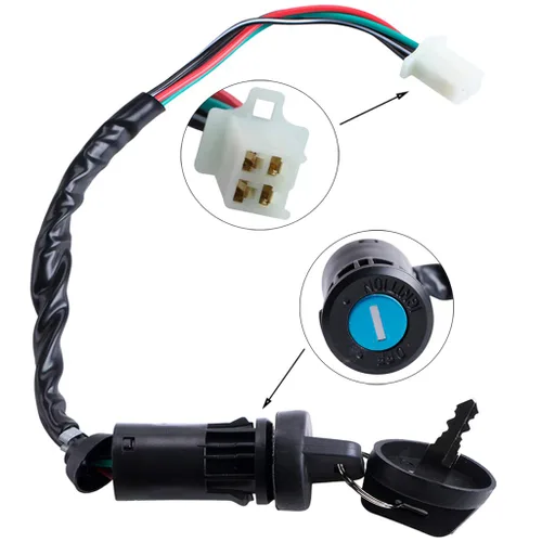 Vista 2 de Interruptor de Arranque Izquierdo de 3 Funciones + Interruptor de Encendido de 4 Cables con Llave y Tapa para ATV Chino Quad 4 Wheeler TaoTao SUNL